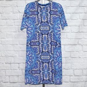 Isaac Mizrahi Dress Sz XXS Blue Midi Elbow Sleeve T-Shirt Dress